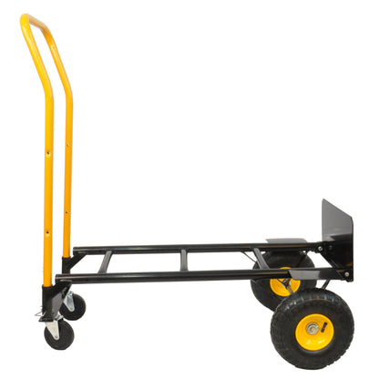 HT1006BK-YL Hand Truck Dual Purpose 2 Wheel Dolly Cart and 4 Wheel Push Cart with Swivel Wheels 330 Lbs Capacity Heavy Duty Platform Cart for Moving/Warehouse/Garden/Grocery image 1