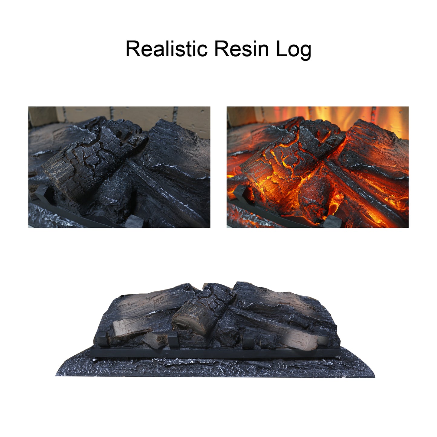23 inch infrared quartz heater fireplace insert -woodlog version with brick image 5