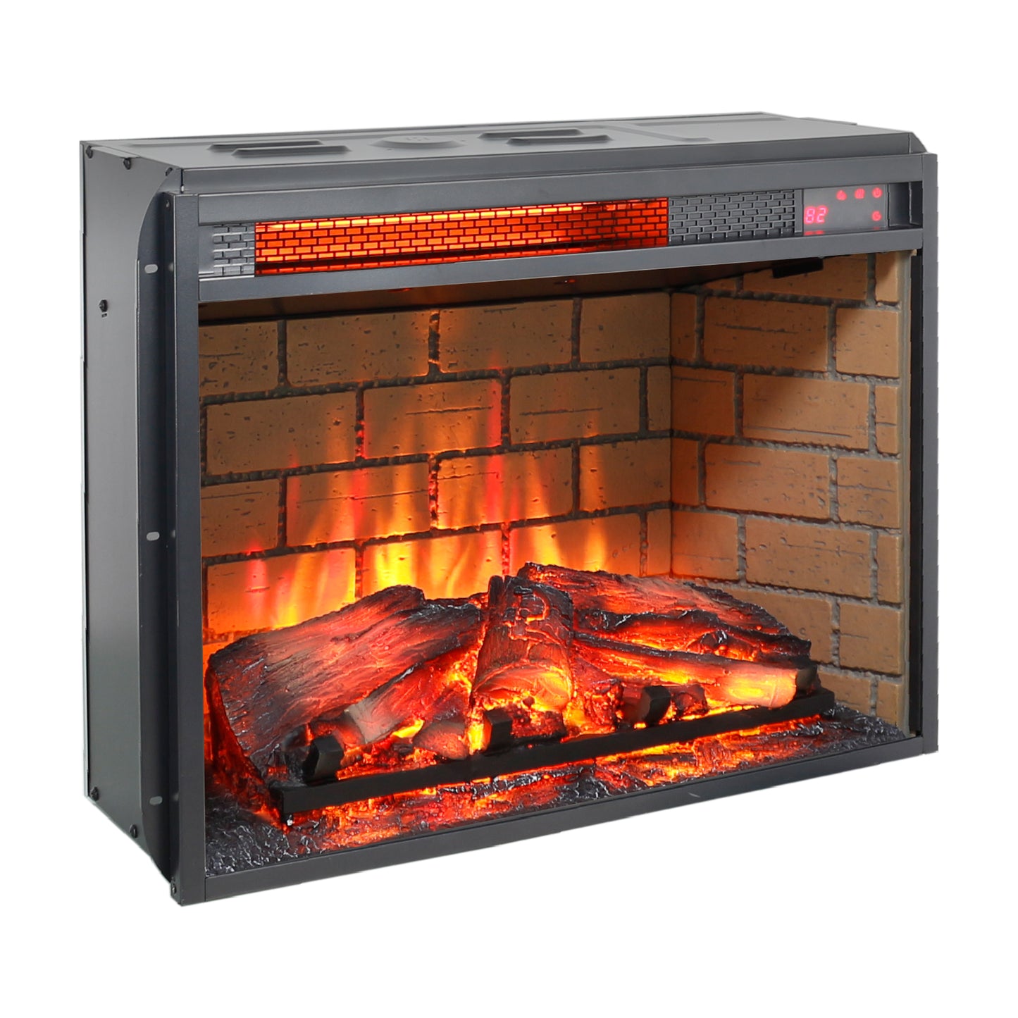 23 inch infrared quartz heater fireplace insert -woodlog version with brick image 6