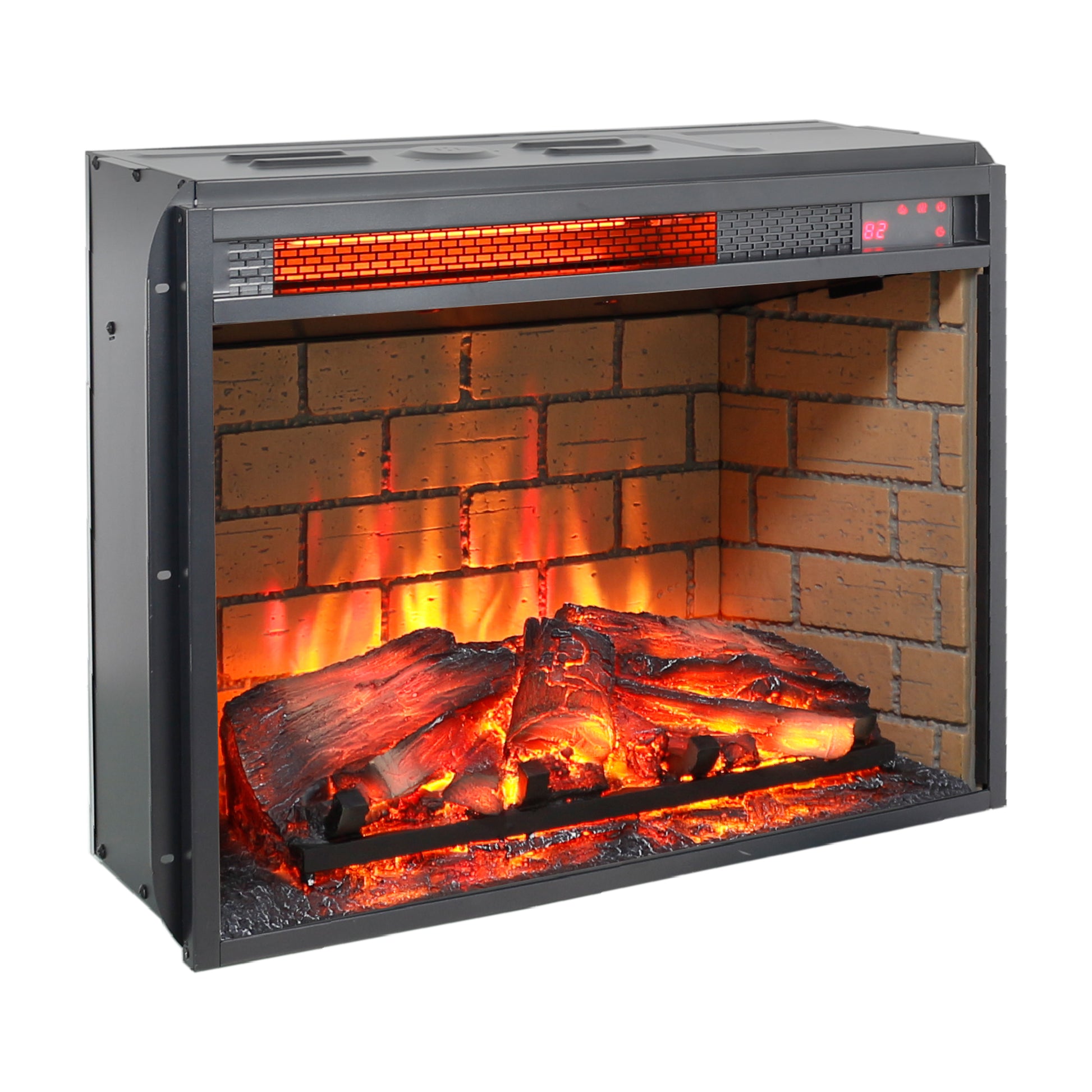 23 inch infrared quartz heater fireplace insert -woodlog version with brick image 6
