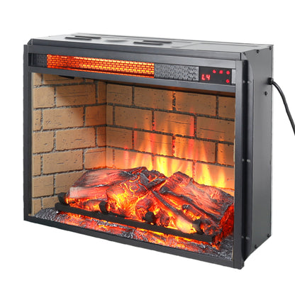 23 inch infrared quartz heater fireplace insert -woodlog version with brick image 7