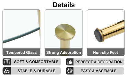 A glass tabletop with a diameter of 40 inches and a modern minimalist circular dining table with electroplated golden metal legs.Suitable for living rooms, and conference rooms.W1151S02857 image 9