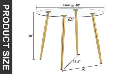 A glass tabletop with a diameter of 40 inches and a modern minimalist circular dining table with electroplated golden metal legs.Suitable for living rooms, and conference rooms.W1151S02857 image 8
