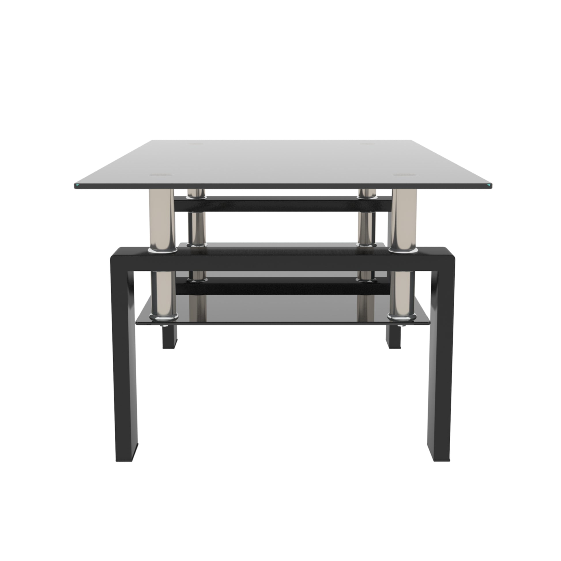 Rectangle Black Glass Coffee Table, Clear Coffee Table,Modern Side Center Tables for Living Room,Living Room Furniture (Old Sku:W24138125) image 6
