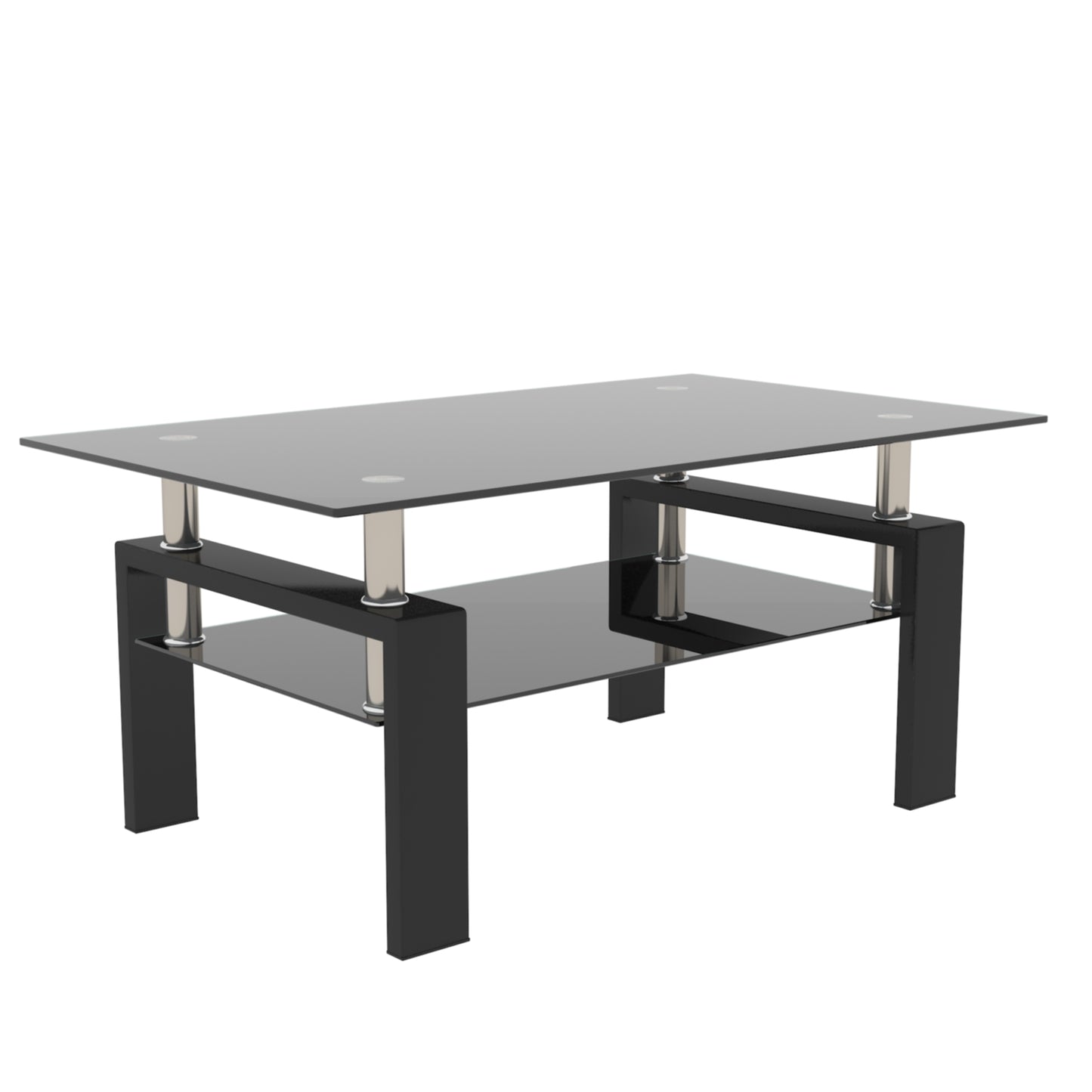 Rectangle Black Glass Coffee Table, Clear Coffee Table,Modern Side Center Tables for Living Room,Living Room Furniture (Old Sku:W24138125) image 7