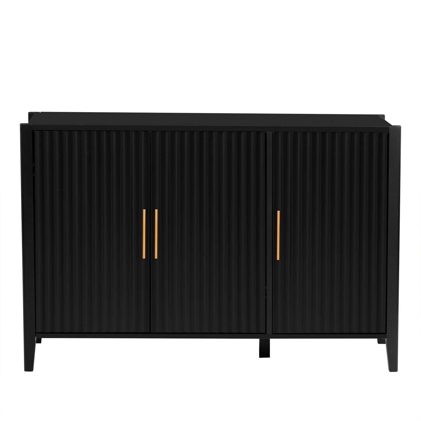 U-Style Wavy 3-Door Sideboard with Solid Pine Legs, Painted Finish Storage Cabinet with American Style for Living Room, Entryway, Kitchen, and Home Office. image 9