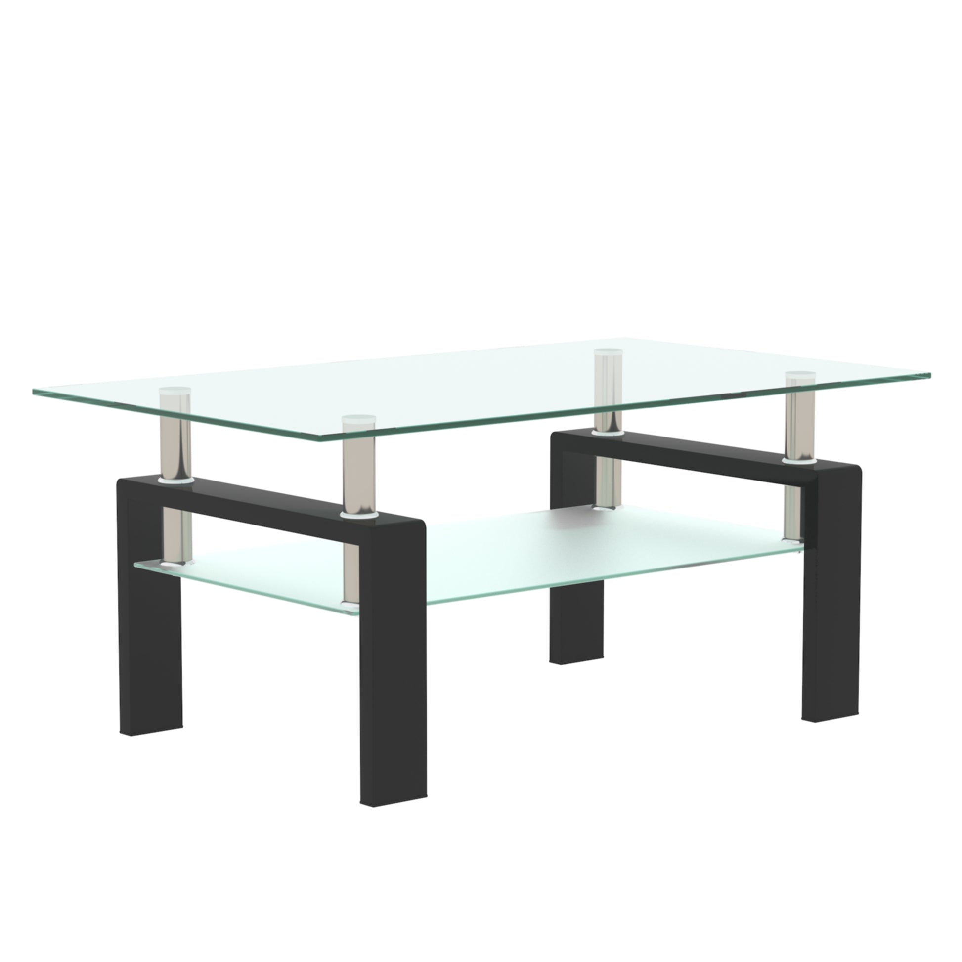 Rectangle Glass Coffee Table, Clear Coffee Table, Modern Side Center Tables for Living Room, Living Room Furniture (Old Sku:W24135188) image 5