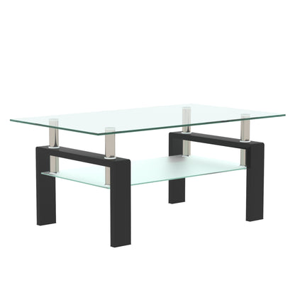 Rectangle Glass Coffee Table, Clear Coffee Table, Modern Side Center Tables for Living Room, Living Room Furniture (Old Sku:W24135188) image 5