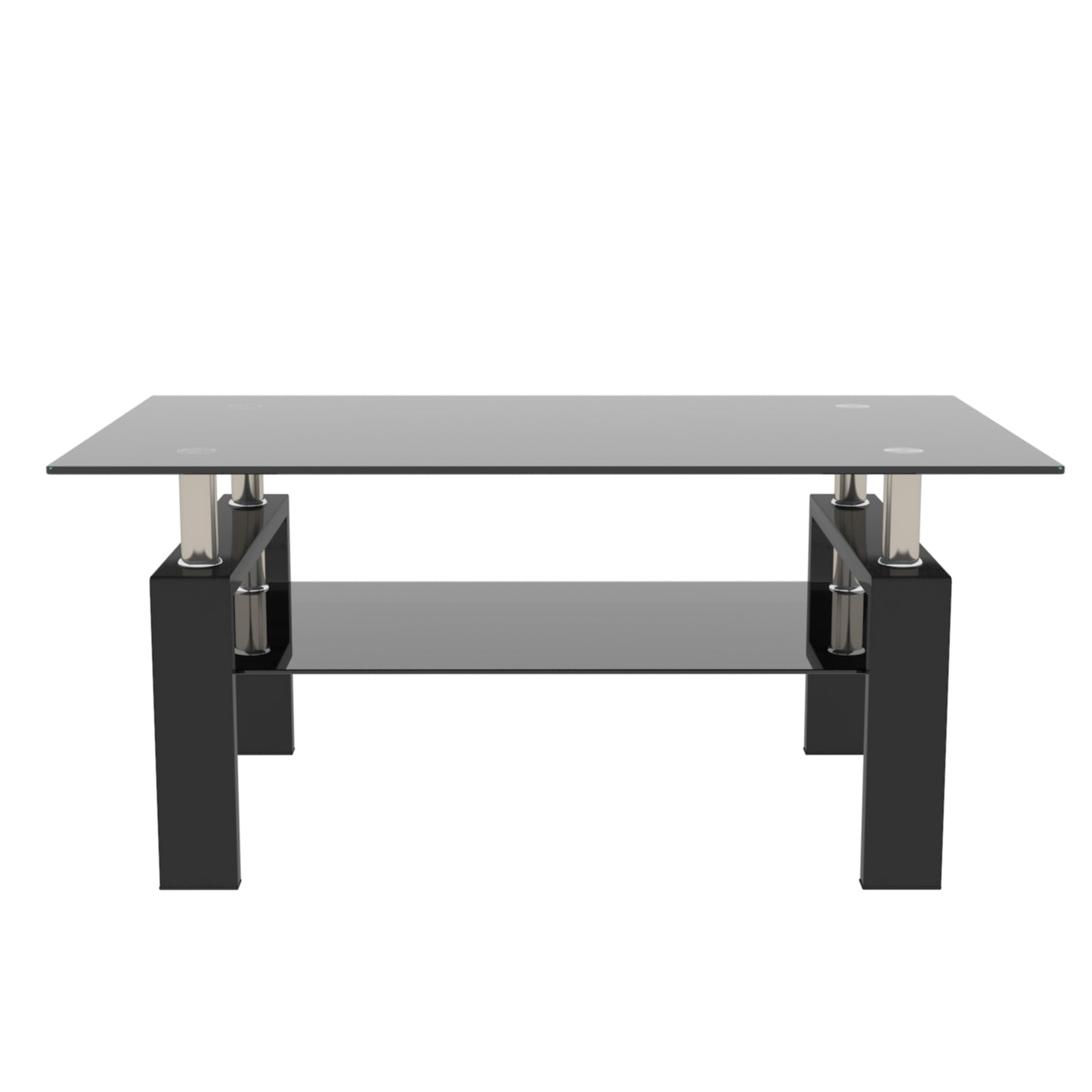 Rectangle Black Glass Coffee Table, Clear Coffee Table,Modern Side Center Tables for Living Room,Living Room Furniture (Old Sku:W24138125) image 5