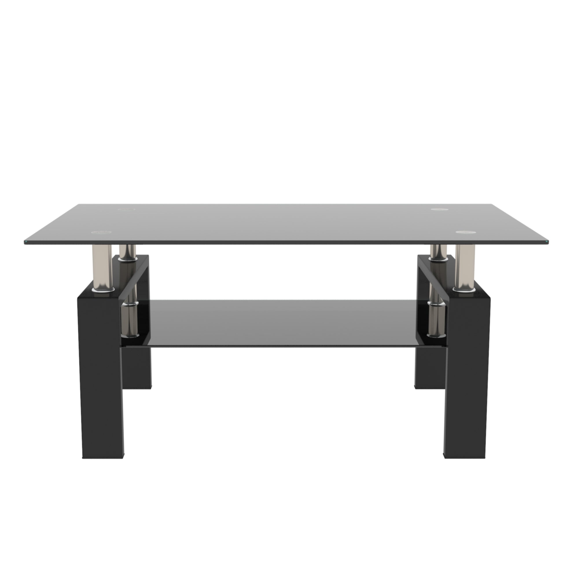 Rectangle Black Glass Coffee Table, Clear Coffee Table,Modern Side Center Tables for Living Room,Living Room Furniture (Old Sku:W24138125) image 5