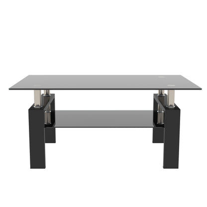 Rectangle Black Glass Coffee Table, Clear Coffee Table,Modern Side Center Tables for Living Room,Living Room Furniture (Old Sku:W24138125) image 5
