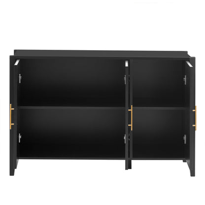 U-Style Wavy 3-Door Sideboard with Solid Pine Legs, Painted Finish Storage Cabinet with American Style for Living Room, Entryway, Kitchen, and Home Office. image 12