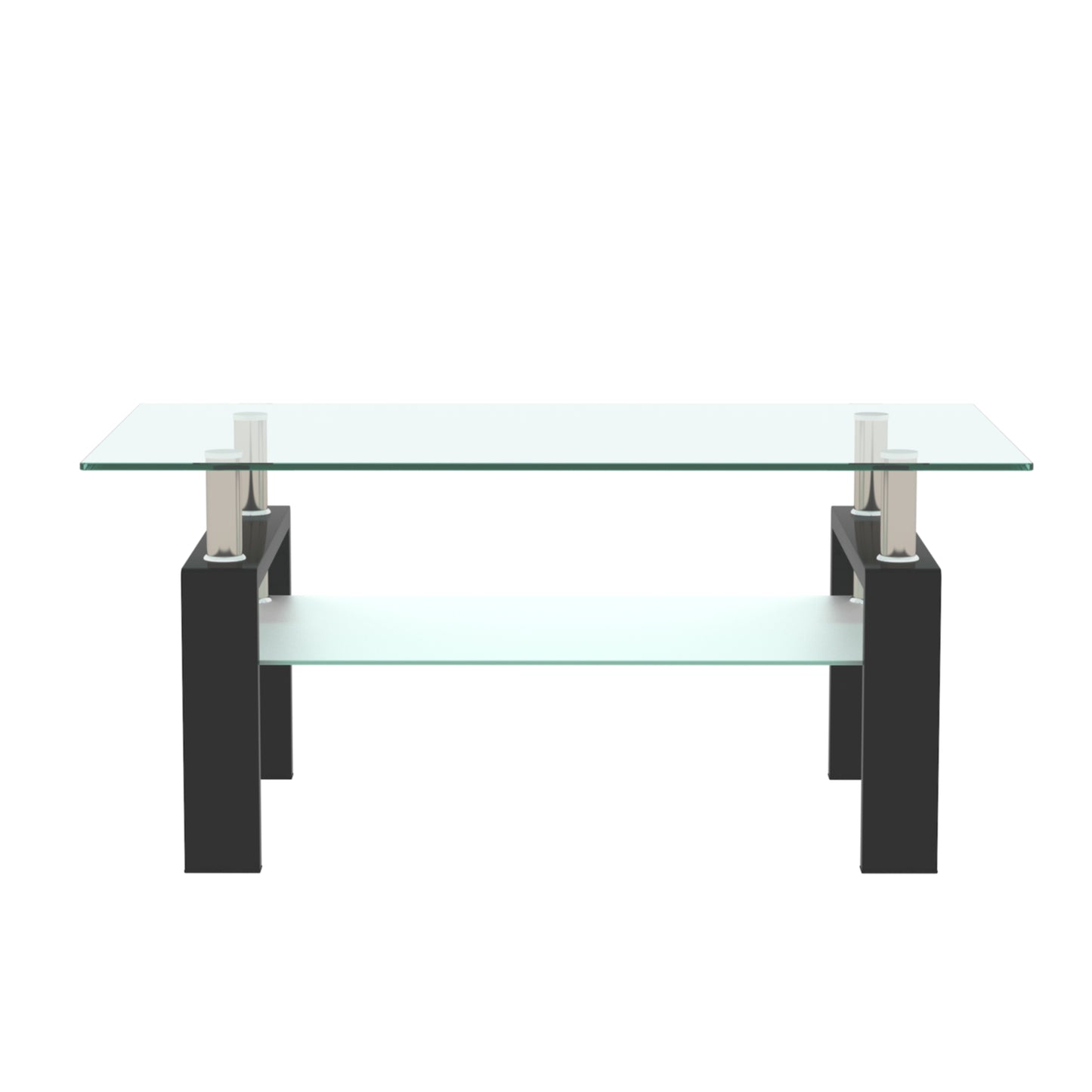 Rectangle Glass Coffee Table, Clear Coffee Table, Modern Side Center Tables for Living Room, Living Room Furniture (Old Sku:W24135188) image 7