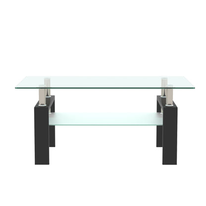 Rectangle Glass Coffee Table, Clear Coffee Table, Modern Side Center Tables for Living Room, Living Room Furniture (Old Sku:W24135188) image 7