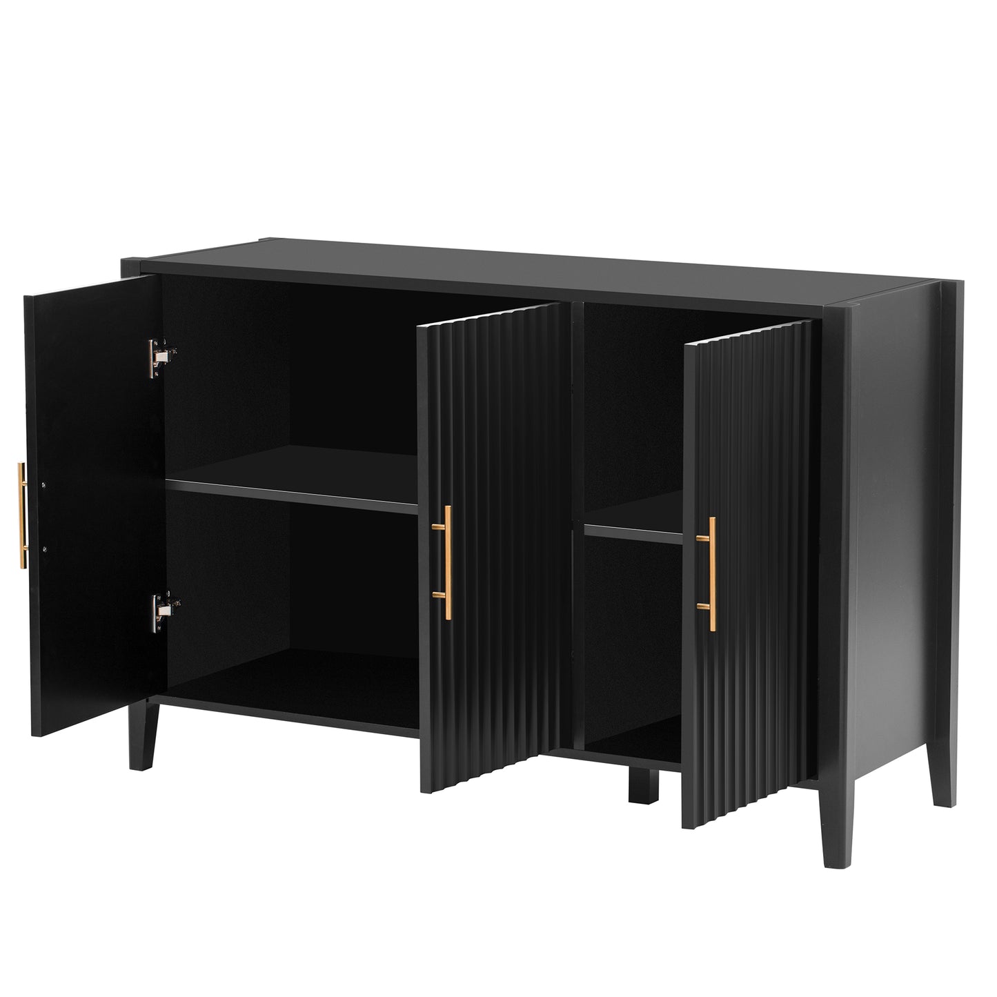 U-Style Wavy 3-Door Sideboard with Solid Pine Legs, Painted Finish Storage Cabinet with American Style for Living Room, Entryway, Kitchen, and Home Office. image 11