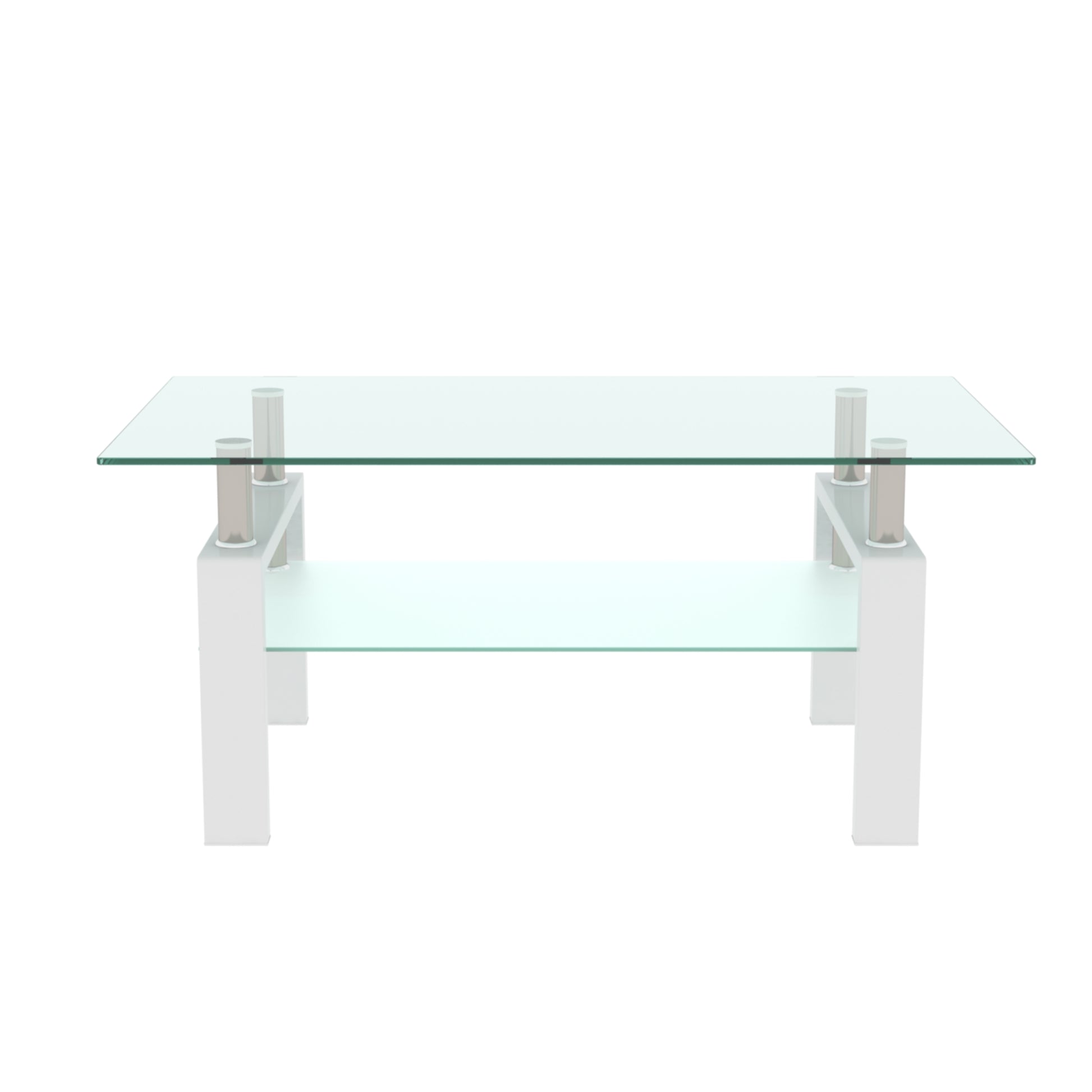 Rectangle Glass Coffee Table, Clear Coffee Table, Modern Side Center Tables for Living Room, Living Room Furniture (Old Sku:W24136821) image 4