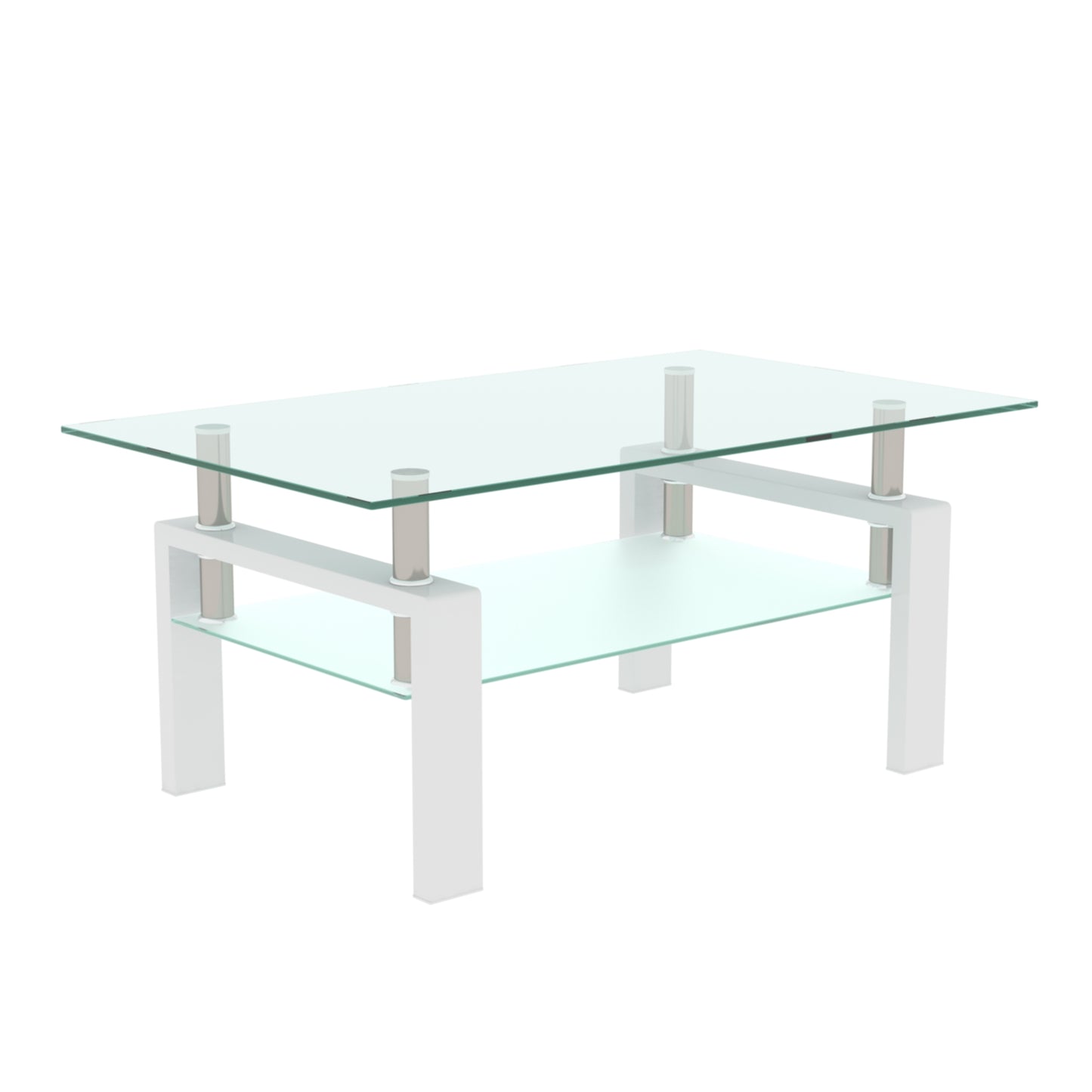 Rectangle Glass Coffee Table, Clear Coffee Table, Modern Side Center Tables for Living Room, Living Room Furniture (Old Sku:W24136821) image 10