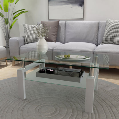 Rectangle Glass Coffee Table, Clear Coffee Table, Modern Side Center Tables for Living Room, Living Room Furniture (Old Sku:W24136821) image 2