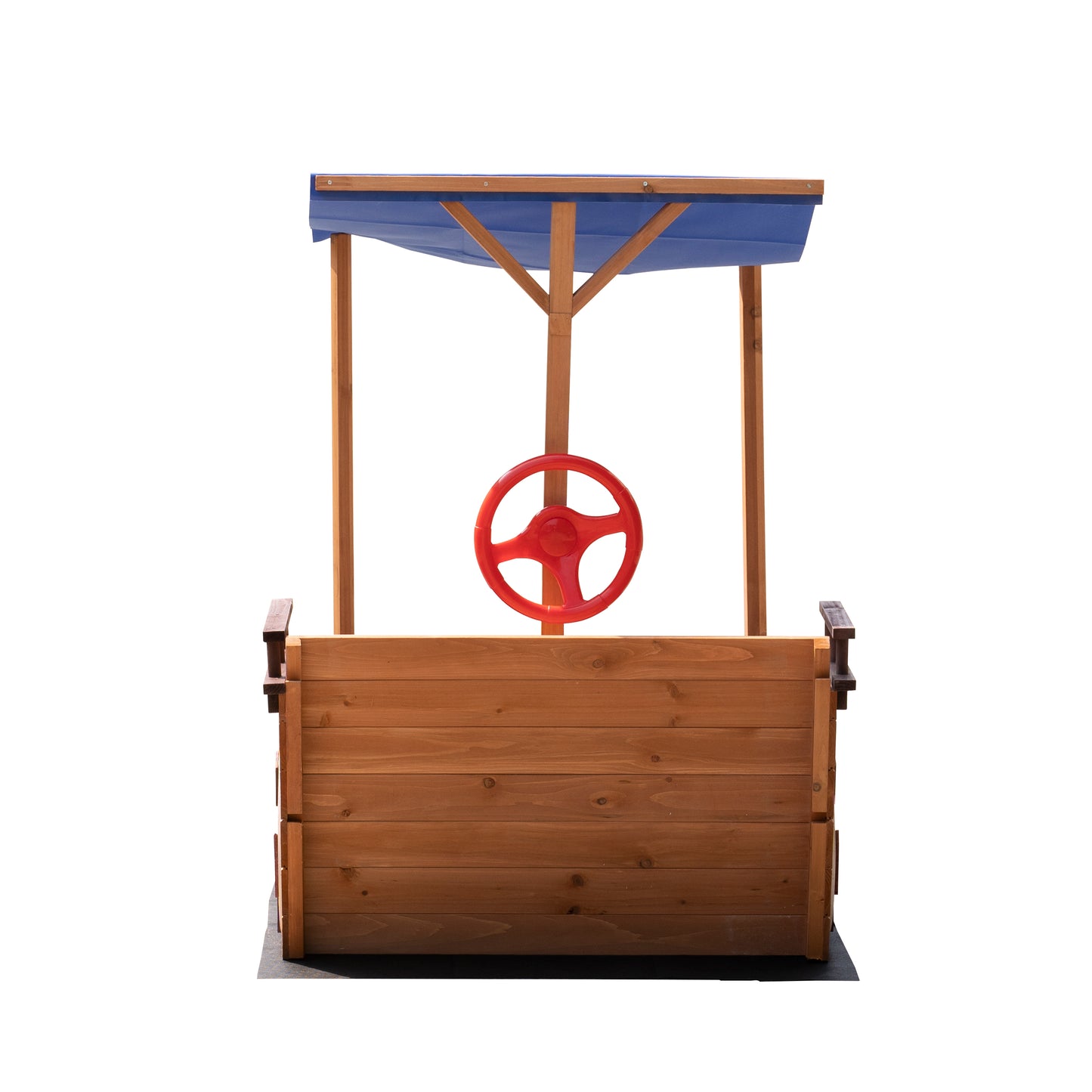 Out door sand box Pirate Ship Sandbox with Cover and Rudder, Wooden Sandbox with Storage Bench and Seat, Outdoor Toy for Kids Ages 3-8 Years Old image 7