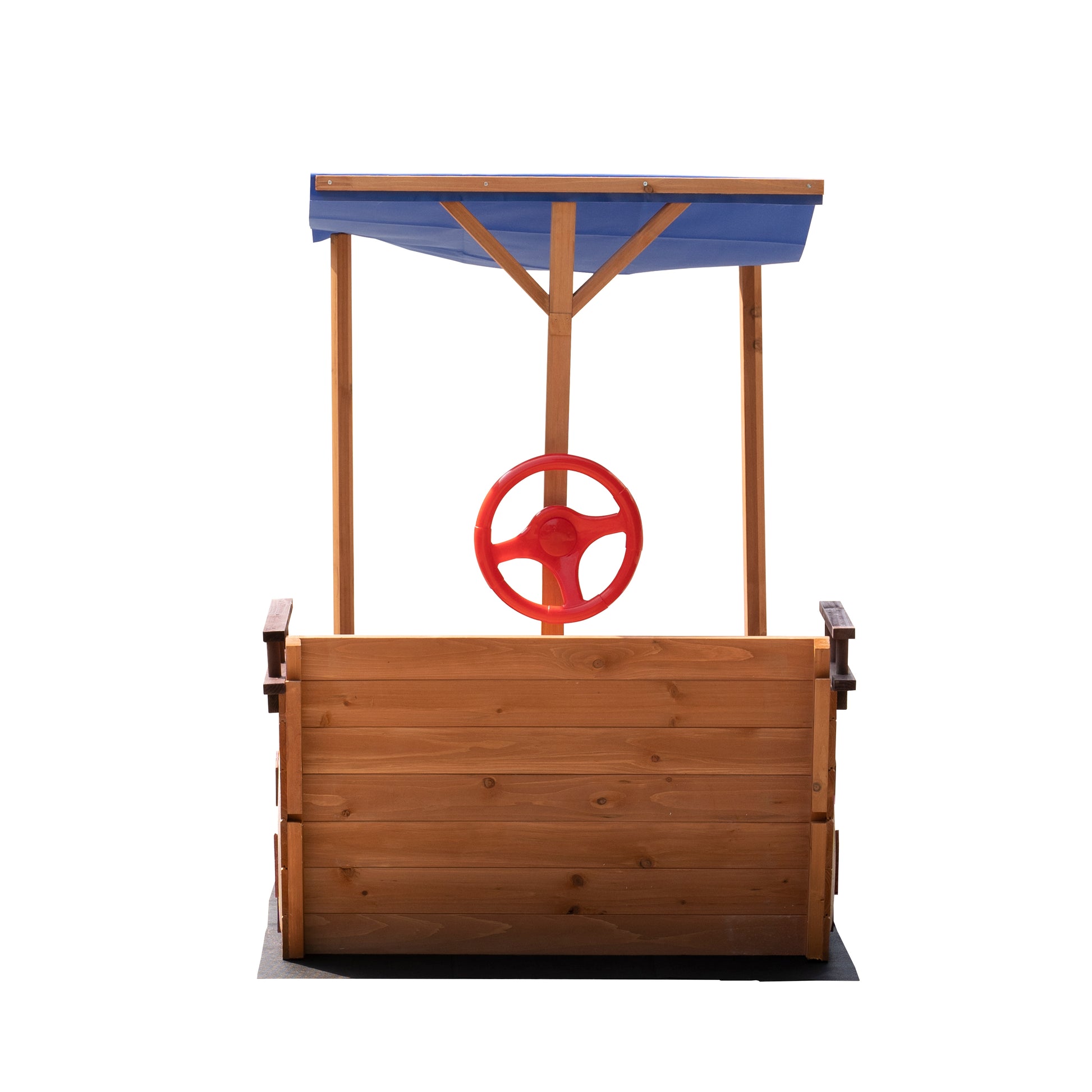 Out door sand box Pirate Ship Sandbox with Cover and Rudder, Wooden Sandbox with Storage Bench and Seat, Outdoor Toy for Kids Ages 3-8 Years Old image 7
