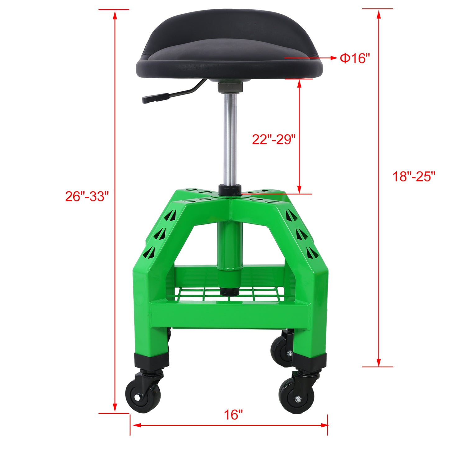 Pneumatic 360 Degree Swivel Stool, Mechanics Rolling Creeper Seat, Heavy Duty Rolling Mechanics Stool, Shop Stool with Casters green image 11