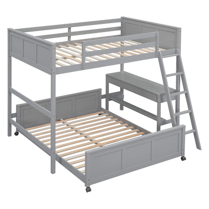 Full Over Full Bunk Bed with Desk, Gray(OLD SKU:LT001006AAE) image 5