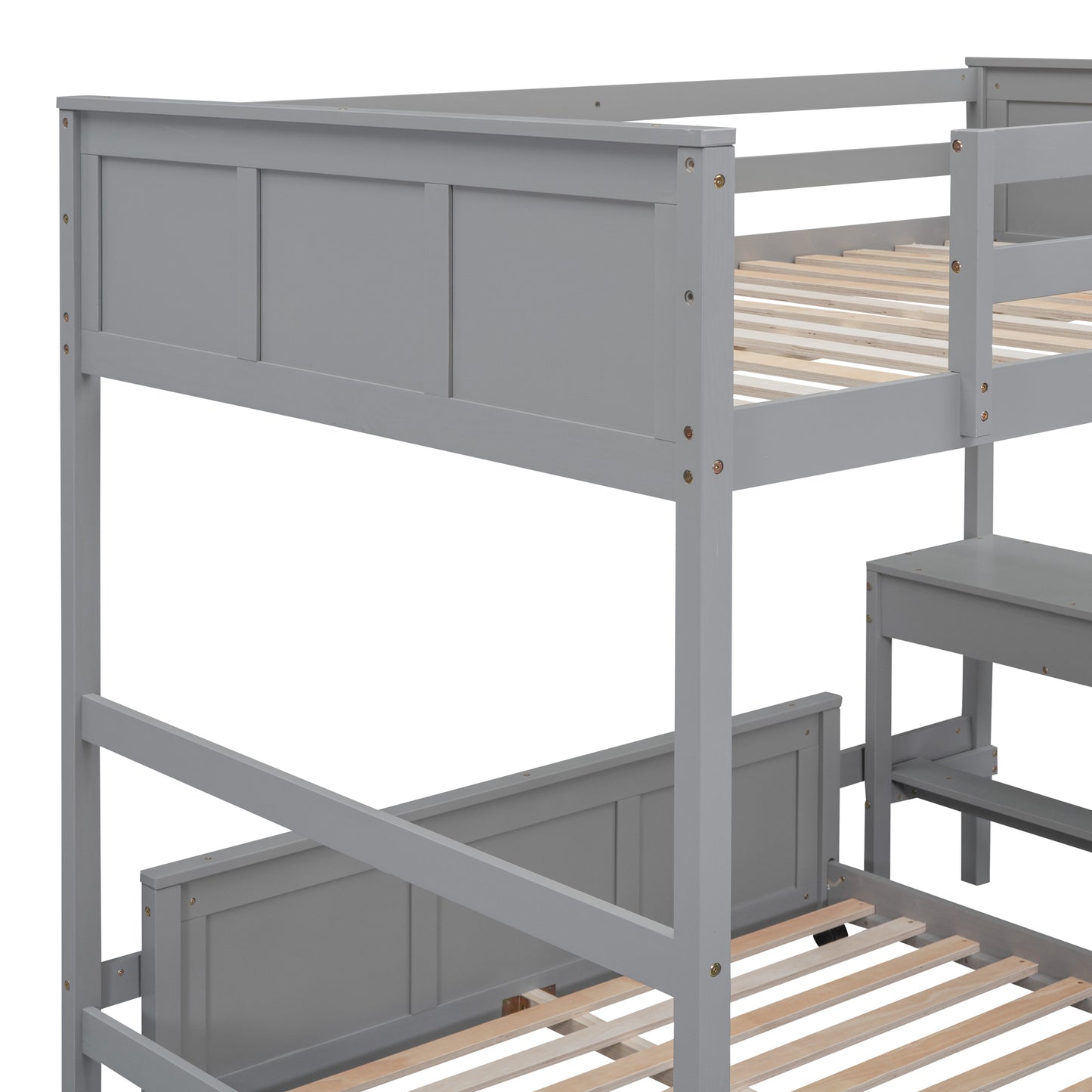 Full Over Full Bunk Bed with Desk, Gray(OLD SKU:LT001006AAE) image 11