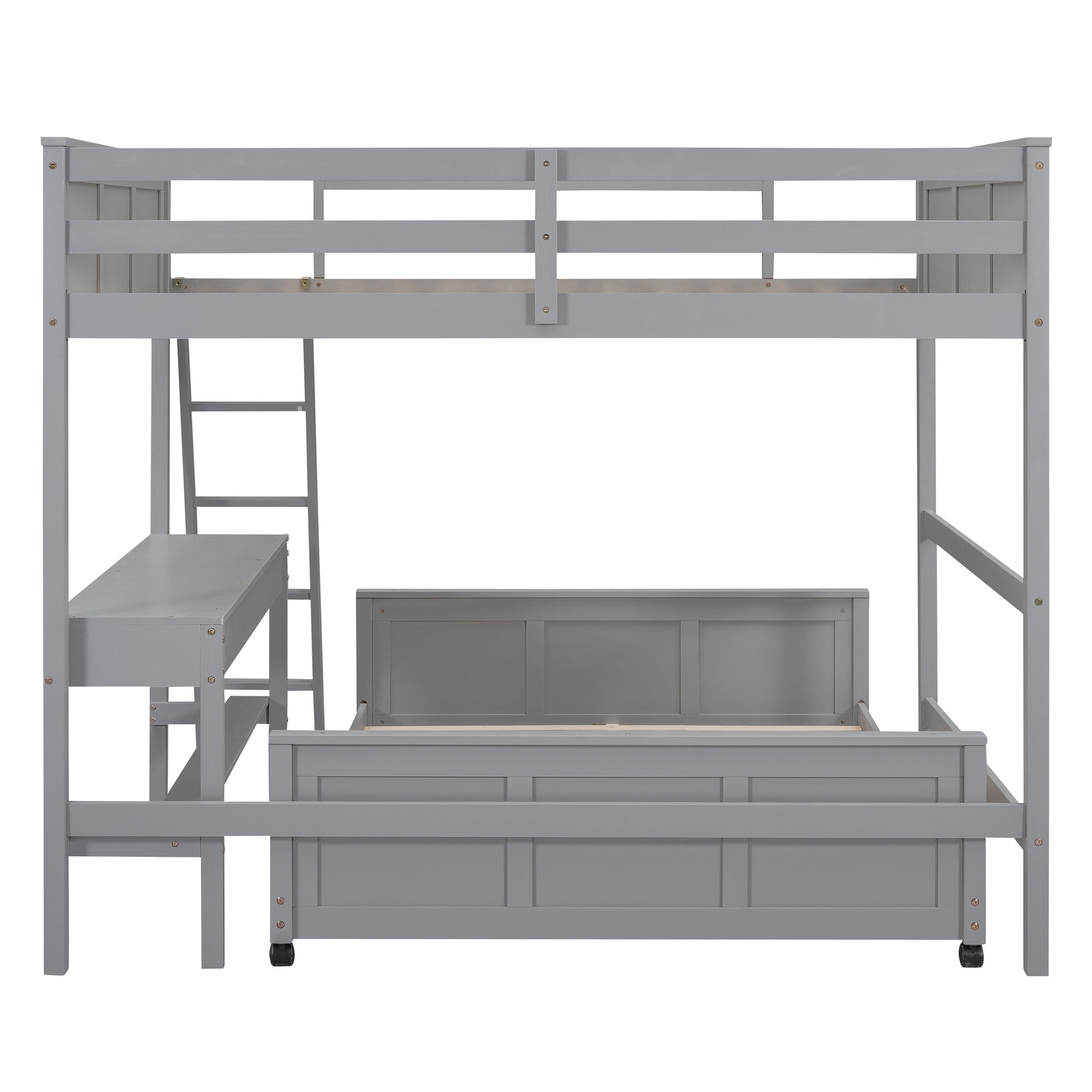 Full Over Full Bunk Bed with Desk, Gray(OLD SKU:LT001006AAE) image 9