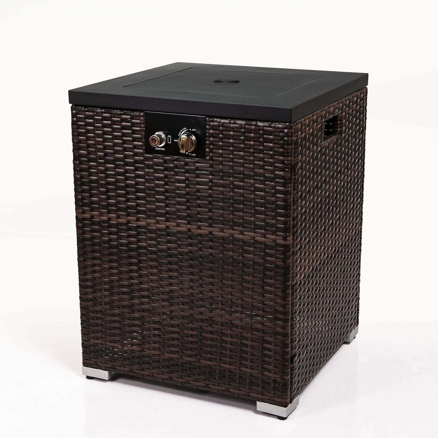 22" Propane Gas Fire Pit Table, 50000 BTU Square Steel Fire Pit with Beautiful Wicker Base for Outside Patio Deck Garden Backyard-Dark Brown image 9