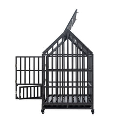 Heavy Duty Dog Cage with Roof & Window - Durable Pet Crate
