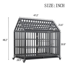 Heavy Duty Dog Cage with Roof & Window - Durable Pet Crate