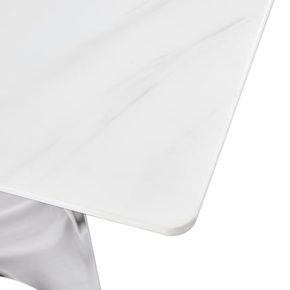 ONLY TABLE TOP. 71" x 39.4" Glass Table Top, White Marble Vein Tempered Glass with White Sticker, Replacement Tabletop for Dining Table, Coffee Table, Desk (TABLETOP ONLY). image 2