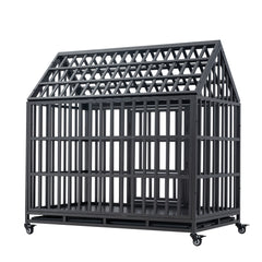 Heavy Duty Dog Cage with Roof & Window - Durable Pet Crate