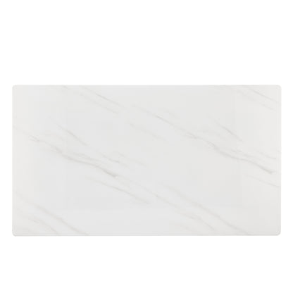 ONLY TABLE TOP. 71" x 39.4" Glass Table Top, White Marble Vein Tempered Glass with White Sticker, Replacement Tabletop for Dining Table, Coffee Table, Desk (TABLETOP ONLY). image 1