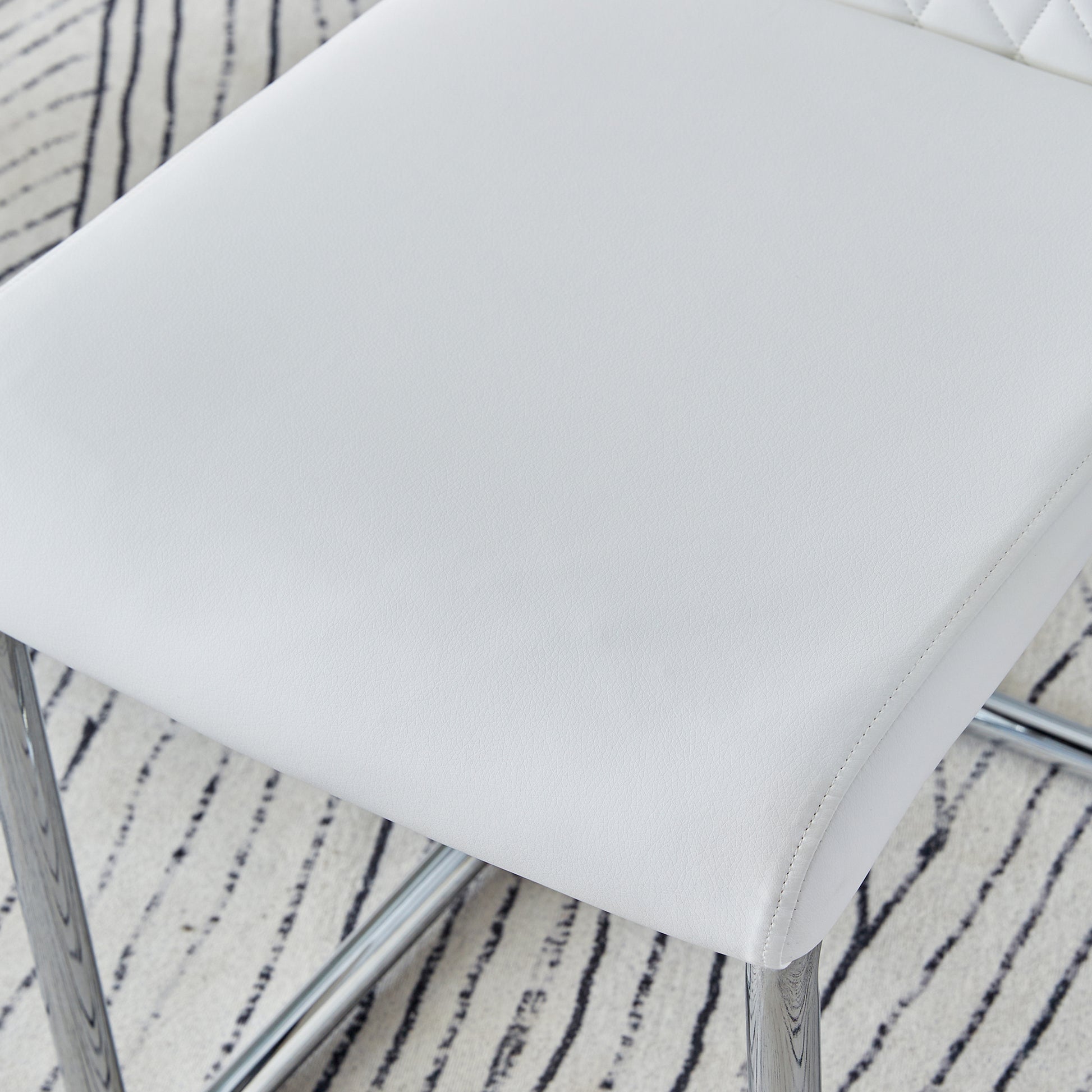 Modern Dining Chairs with Faux Leather Padded Seat Dining Living Room Chairs Upholstered Chair with Metal Legs Design for Kitchen, Living, Bedroom, Dining Room Side Chairs Set of 6 (White+PU)C-001 image 12