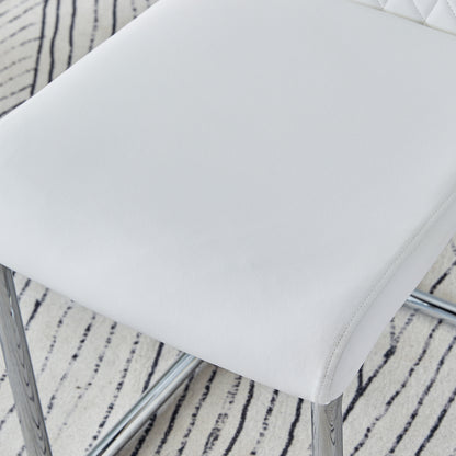 Modern Dining Chairs with Faux Leather Padded Seat Dining Living Room Chairs Upholstered Chair with Metal Legs Design for Kitchen, Living, Bedroom, Dining Room Side Chairs Set of 6 (White+PU)C-001 image 12