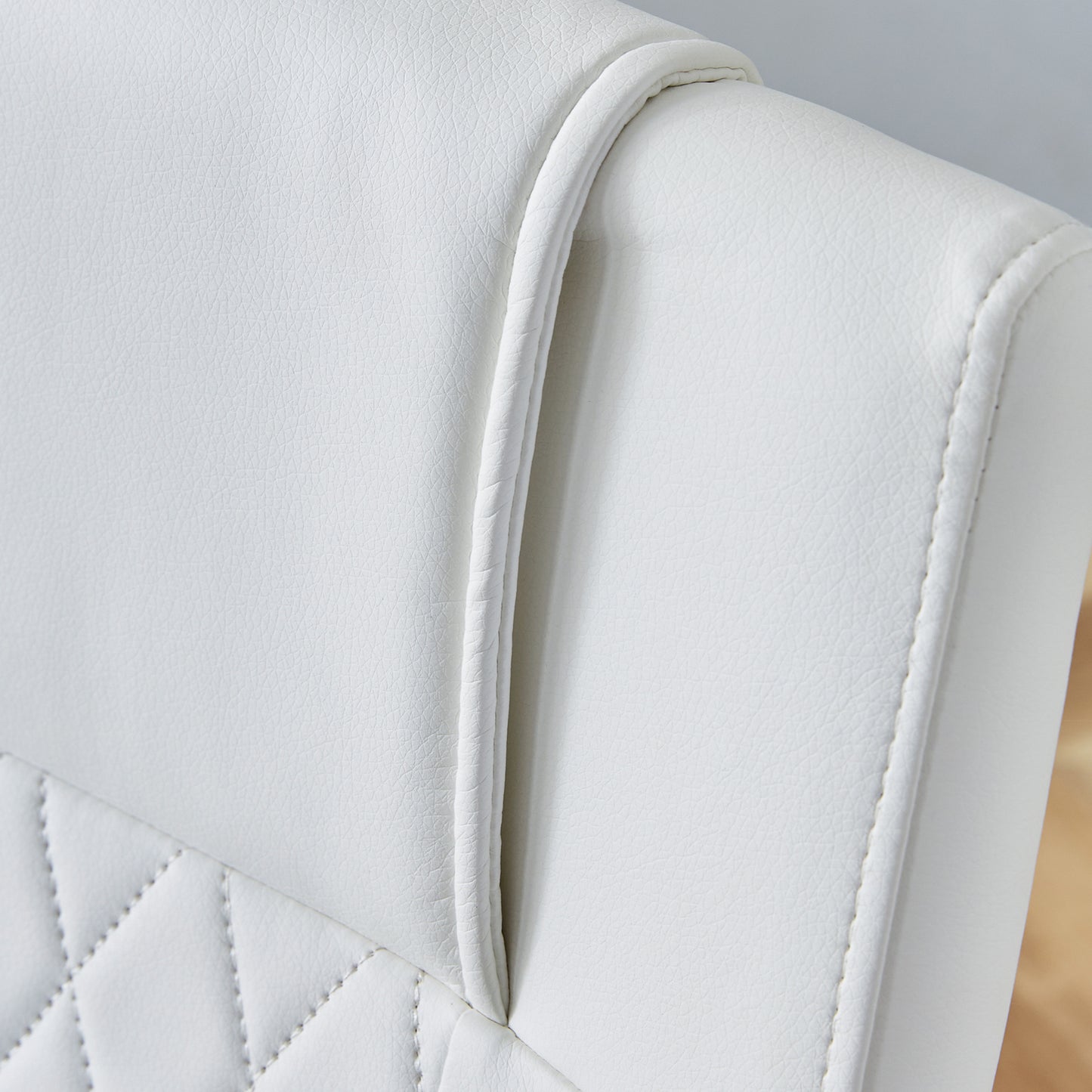 Modern Dining Chairs with Faux Leather Padded Seat Dining Living Room Chairs Upholstered Chair with Metal Legs Design for Kitchen, Living, Bedroom, Dining Room Side Chairs Set of 6 (White+PU)C-001 image 11