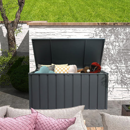 100 Gallon Outdoor Storage Deck Box Waterproof, Large Patio Storage Bin for Outside Cushions, Throw Pillows, Garden Tools, Lockable (Dark Gray) image 8