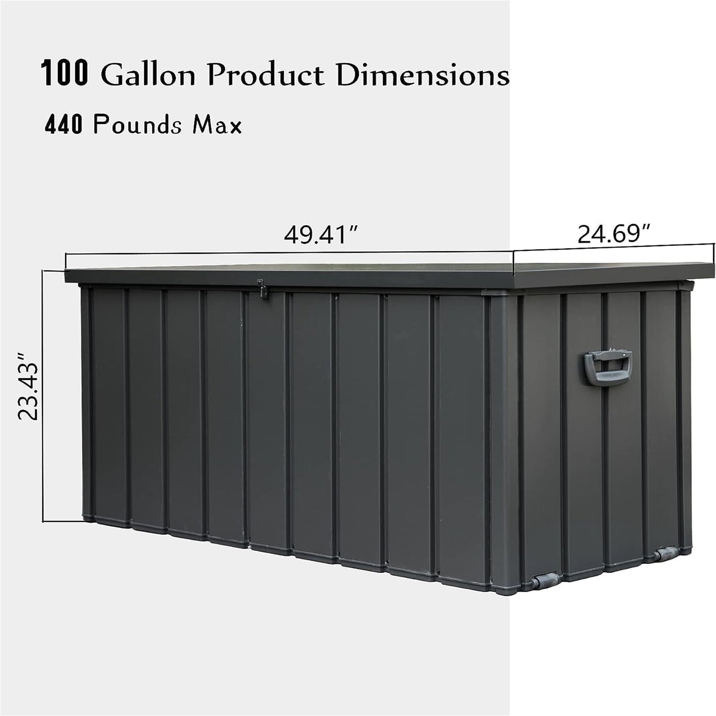 100 Gallon Outdoor Storage Deck Box Waterproof, Large Patio Storage Bin for Outside Cushions, Throw Pillows, Garden Tools, Lockable (Dark Gray) image 6
