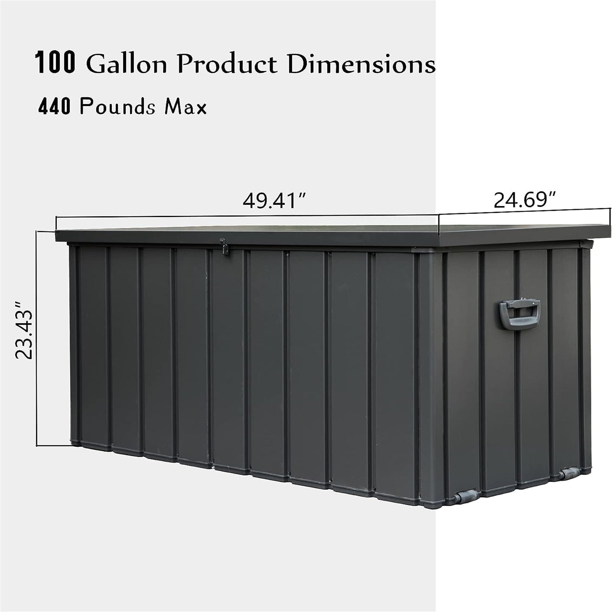 100 Gallon Outdoor Storage Deck Box Waterproof, Large Patio Storage Bin for Outside Cushions, Throw Pillows, Garden Tools, Lockable (Dark Gray) image 6