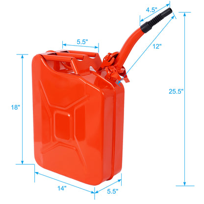 20 Liter (5 Gallon) Jerry Fuel Can with Flexible Spout, Portable Jerry Cans Fuel Tank Steel Fuel Can, Fuels Gasoline Cars, Trucks, Equipment,RED 4pcs/set image 7