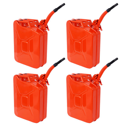 20 Liter (5 Gallon) Jerry Fuel Can with Flexible Spout, Portable Jerry Cans Fuel Tank Steel Fuel Can, Fuels Gasoline Cars, Trucks, Equipment,RED 4pcs/set image 2