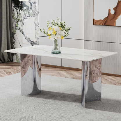 ONLY TABLE LEG.Stainless steel curved table legs: single pack, polished, sturdy table/desk support, ideal for modern home and office furniture in the United States.Only used as a table accessory. image 2