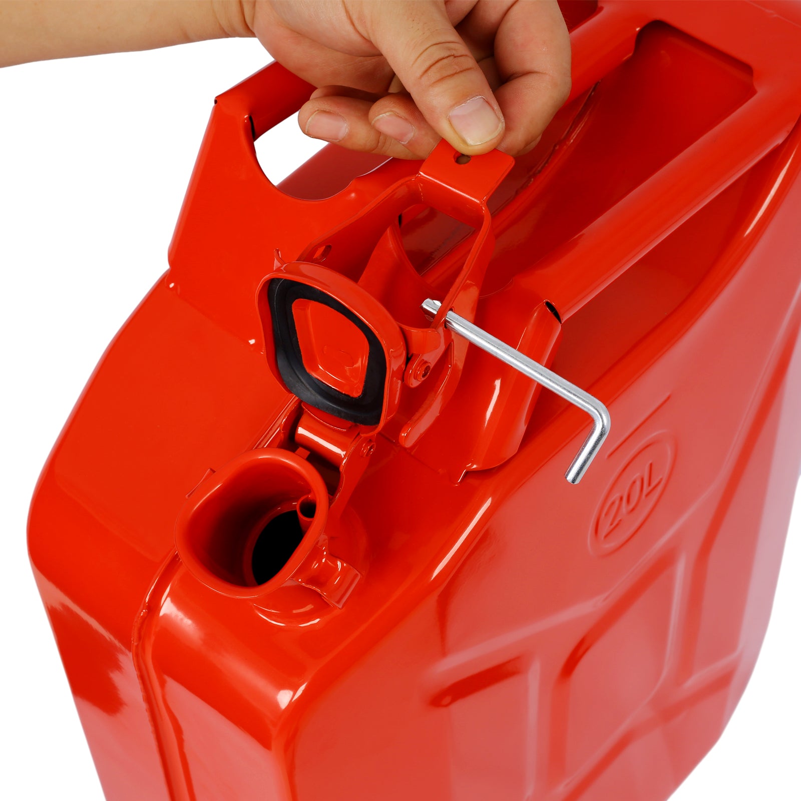 20 Liter (5 Gallon) Jerry Fuel Can with Flexible Spout, Portable Jerry Cans Fuel Tank Steel Fuel Can, Fuels Gasoline Cars, Trucks, Equipment,RED 4pcs/set image 9