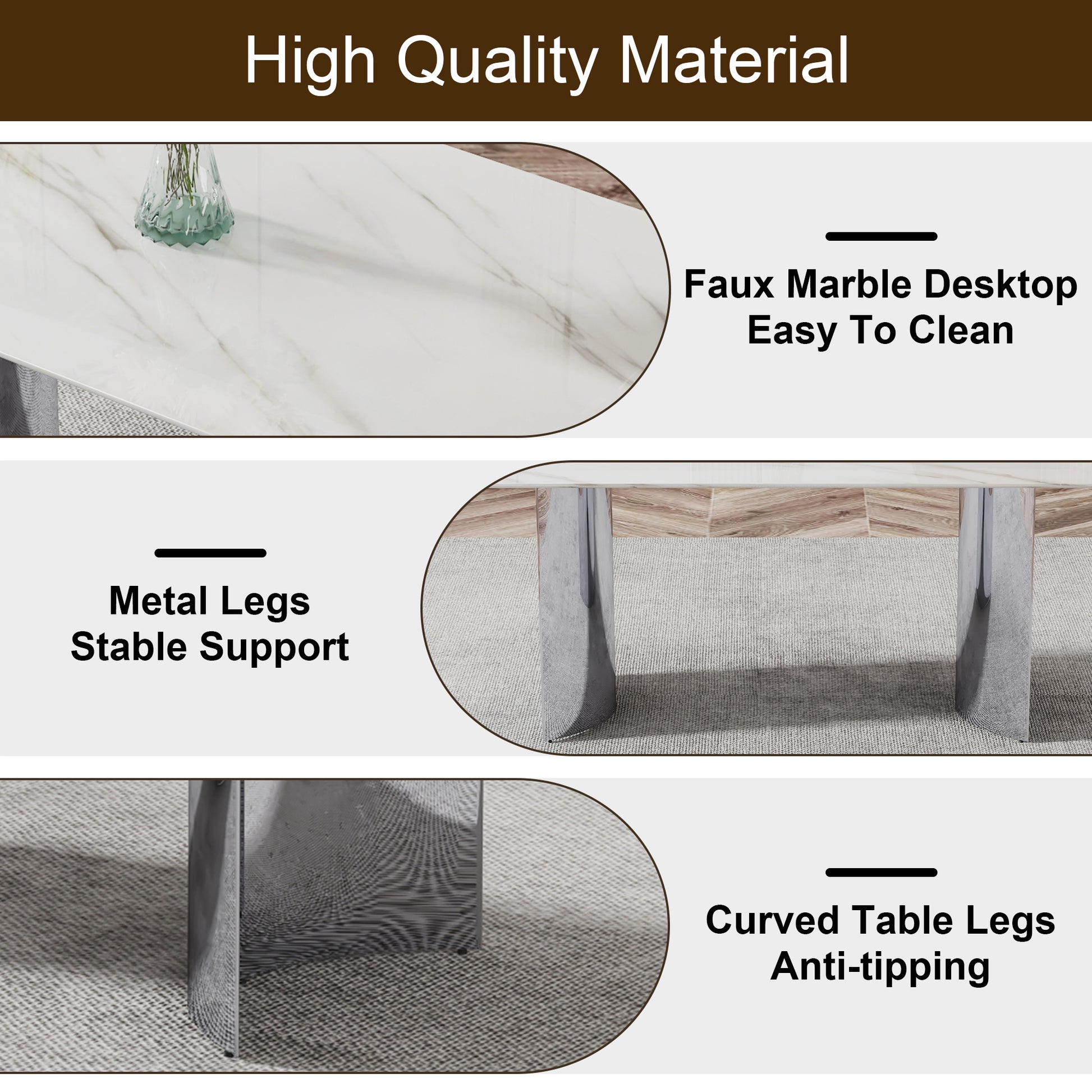 ONLY TABLE TOP. 71" x 39.4" Glass Table Top, White Marble Vein Tempered Glass with White Sticker, Replacement Tabletop for Dining Table, Coffee Table, Desk (TABLETOP ONLY). image 5