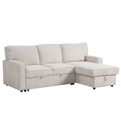 U_STYLE Upholstery Sleeper Sectional Sofa with Storage Space, USB port, 2 cup holders on Back Cushions(same sku; WY000335AAA) image 5