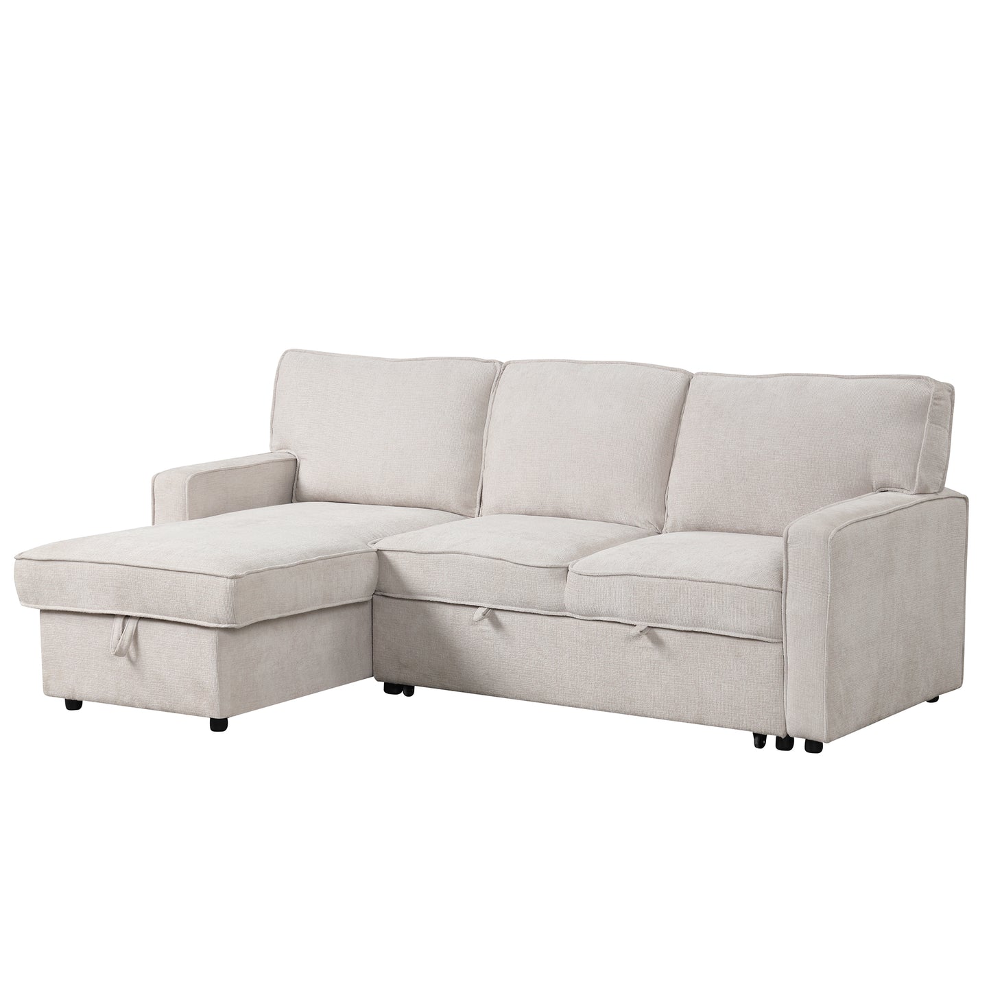 U_STYLE Upholstery Sleeper Sectional Sofa with Storage Space, USB port, 2 cup holders on Back Cushions(same sku; WY000335AAA) image 11