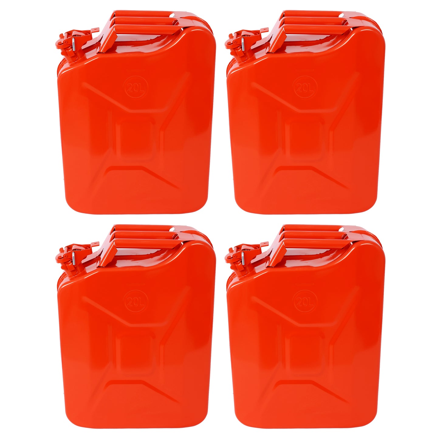 20 Liter (5 Gallon) Jerry Fuel Can with Flexible Spout, Portable Jerry Cans Fuel Tank Steel Fuel Can, Fuels Gasoline Cars, Trucks, Equipment,RED 4pcs/set image 1