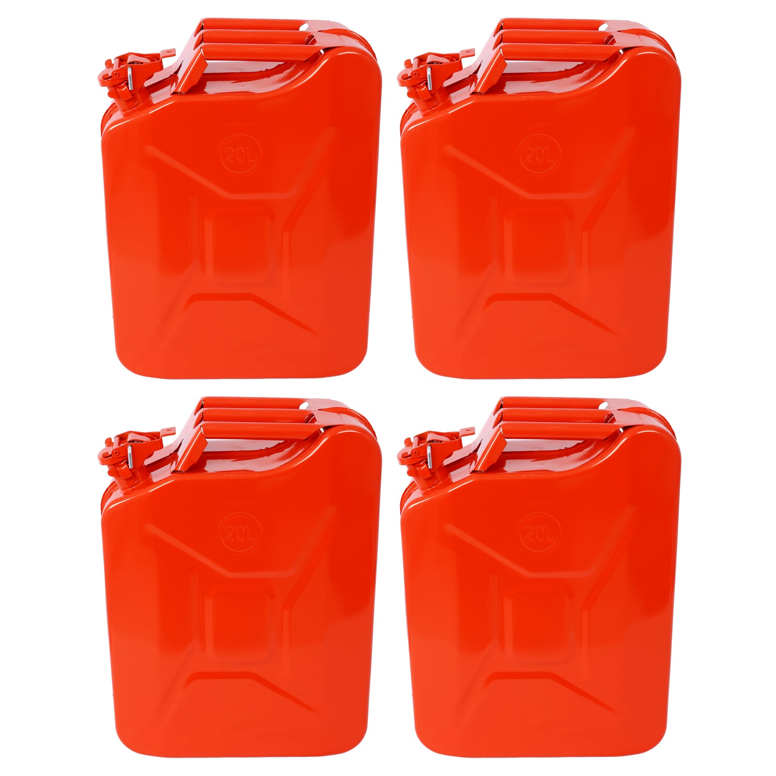 20 Liter (5 Gallon) Jerry Fuel Can with Flexible Spout, Portable Jerry Cans Fuel Tank Steel Fuel Can, Fuels Gasoline Cars, Trucks, Equipment,RED 4pcs/set image 1