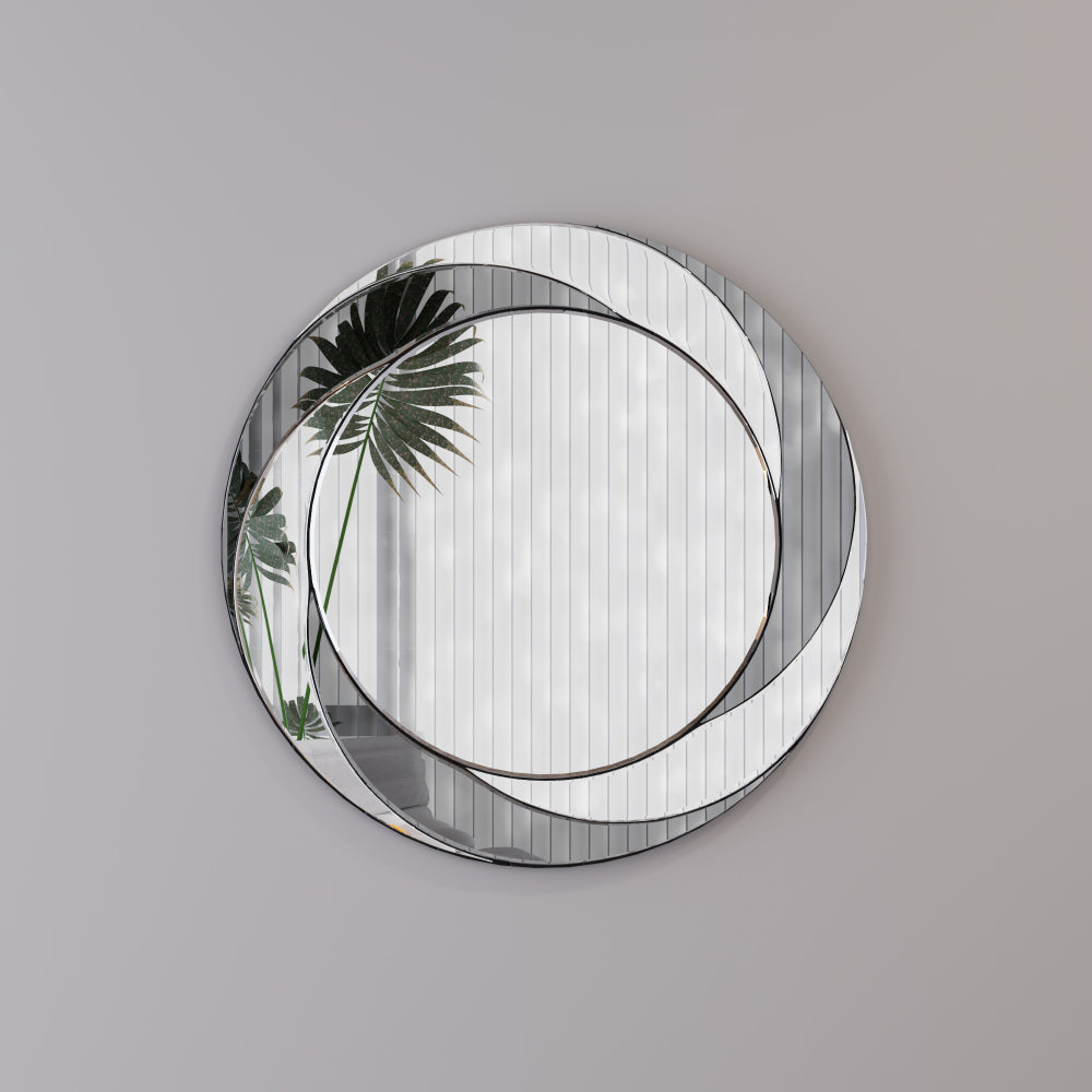 24 Inch Wall-Mounted Silver Round Mirror for Home Décor